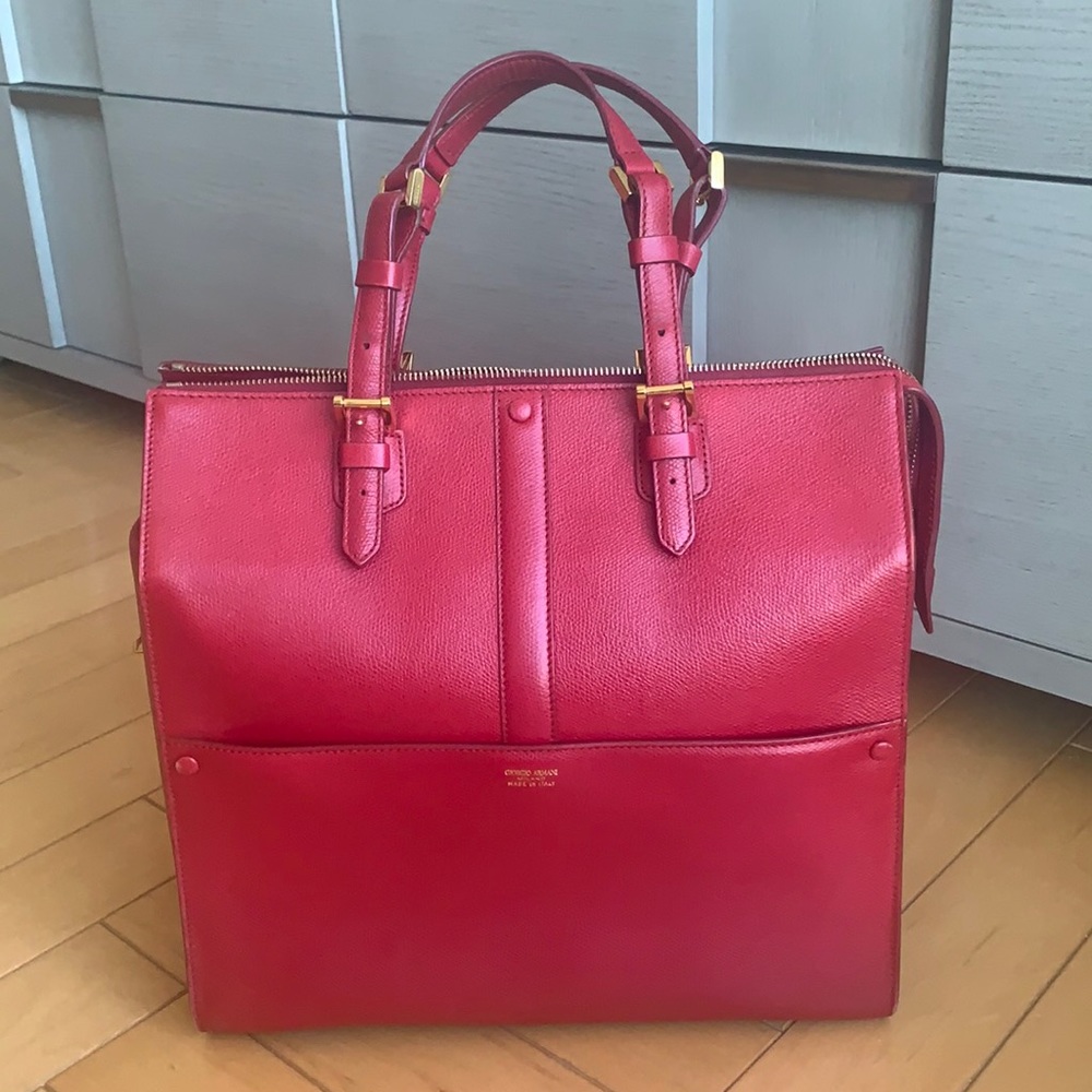 Giorgio Armani - top handle - textured leather handbag